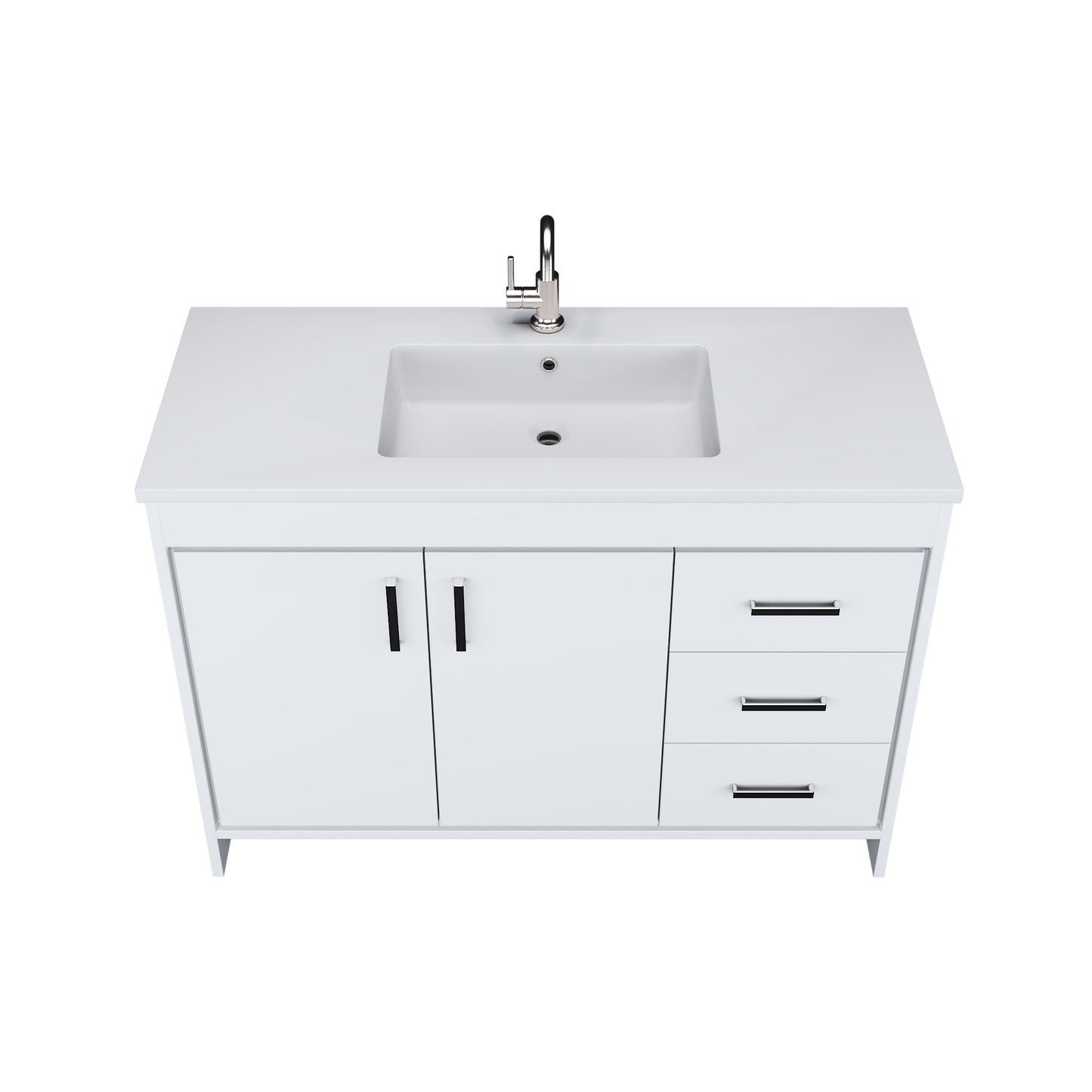 Snow 48" Bathroom Vanity with integrated counter top Left Side Drawers