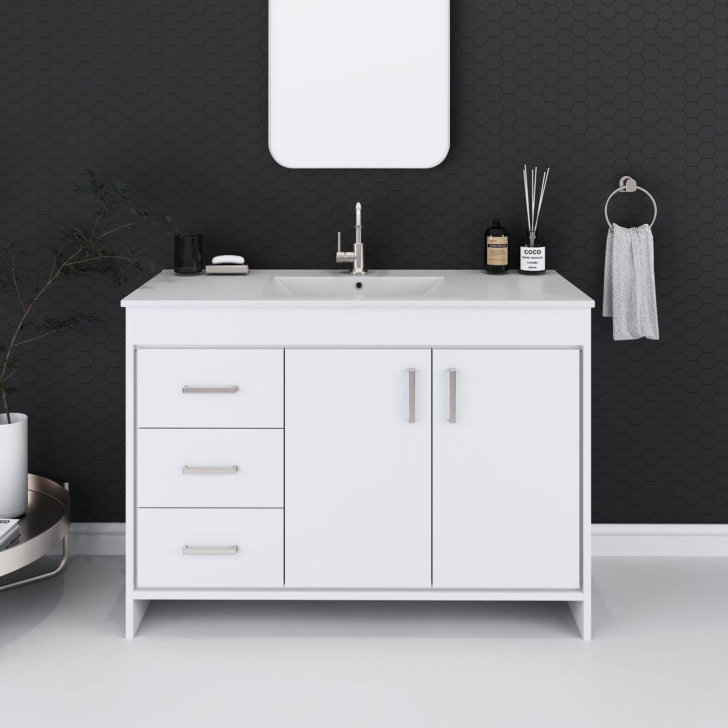 Snow 48" Bathroom Vanity with integrated counter top Left Side Drawers