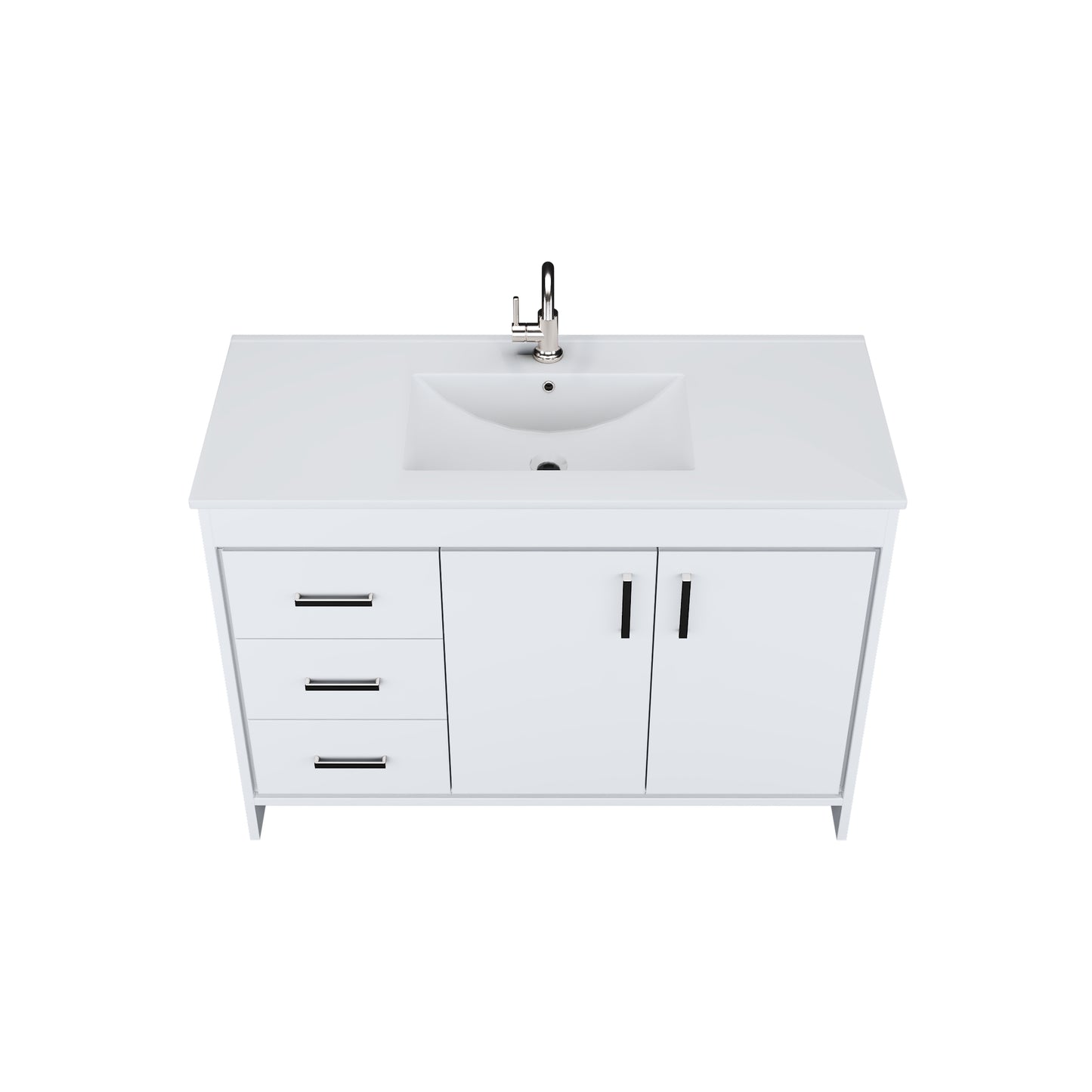 Snow 48" Bathroom Vanity with integrated counter top Left Side Drawers