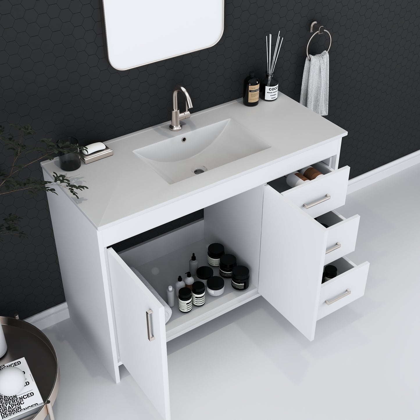 Snow 48" Bathroom Vanity with integrated counter top Right Side Drawers