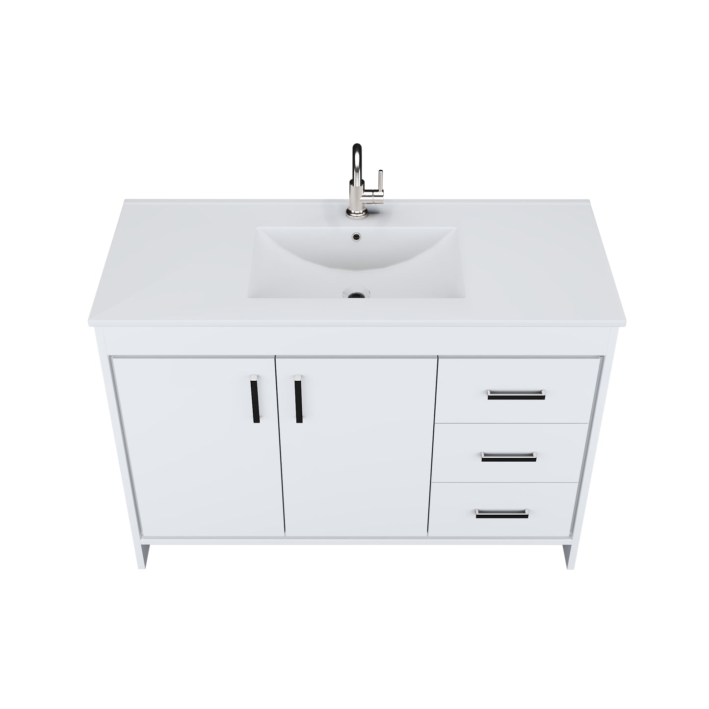 Snow 48" Bathroom Vanity with integrated counter top Right Side Drawers