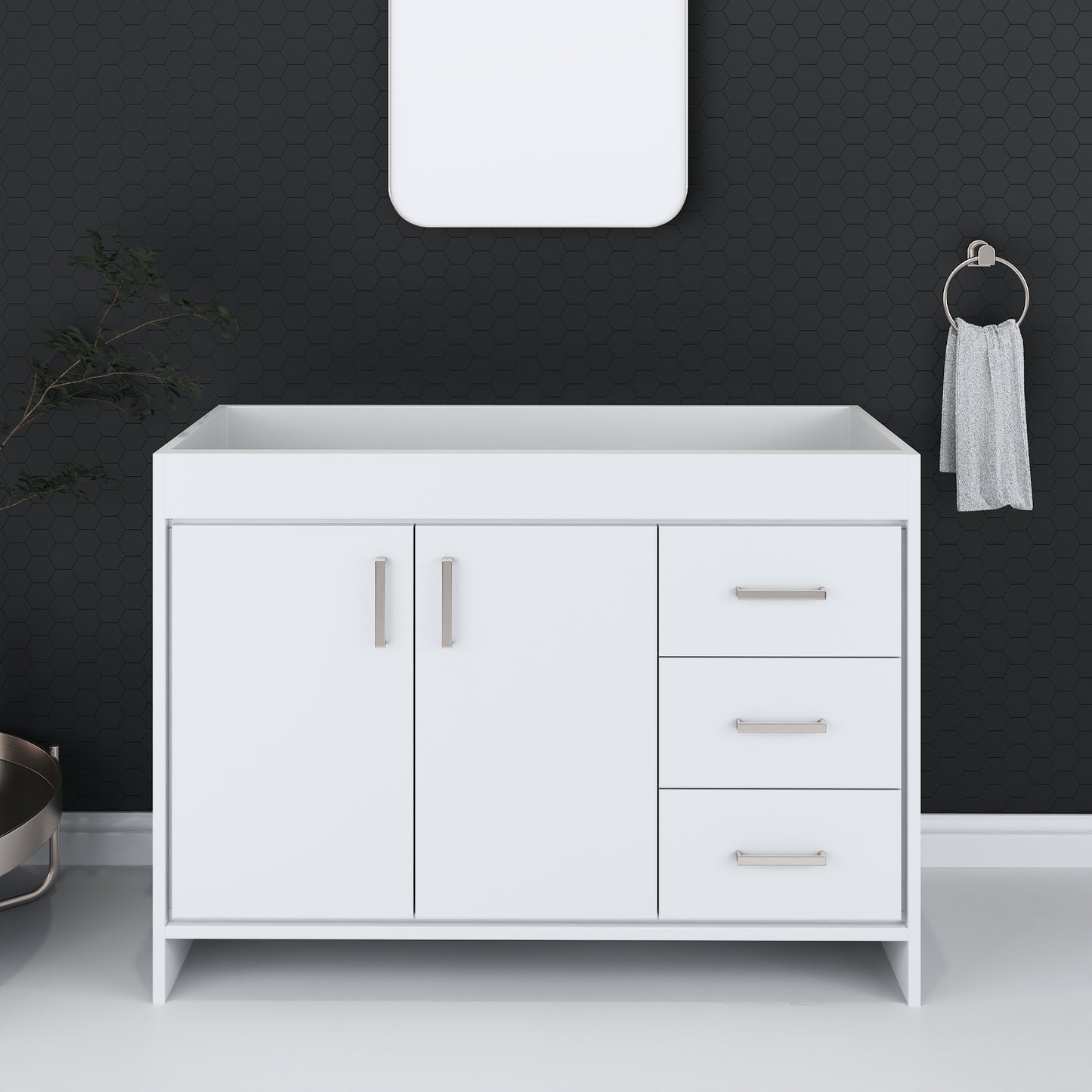 Snow 48" Bathroom Vanity Right Side Drawers Cabinet Only