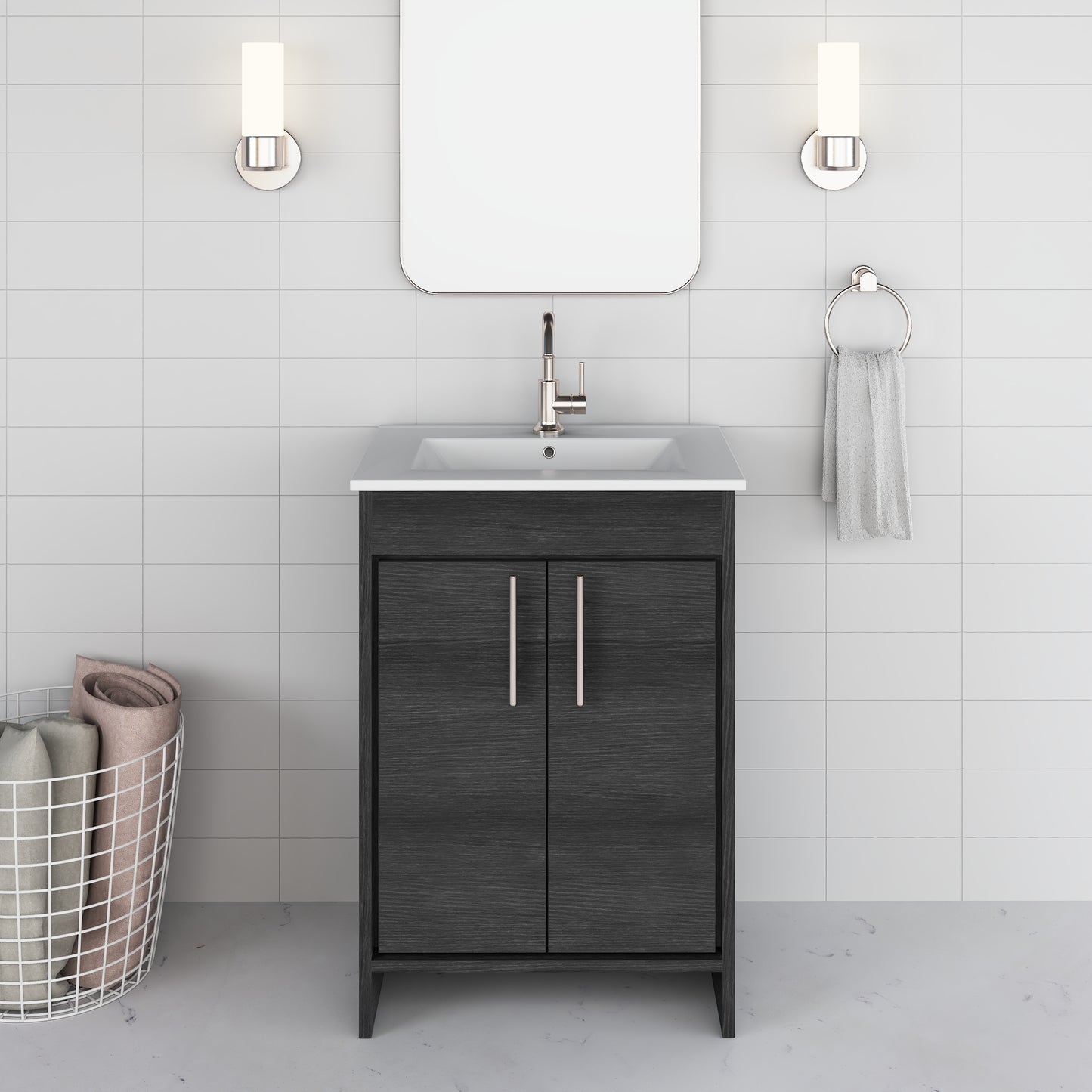 Villa 24" Bathroom Vanity with Ceramic integrated counter top