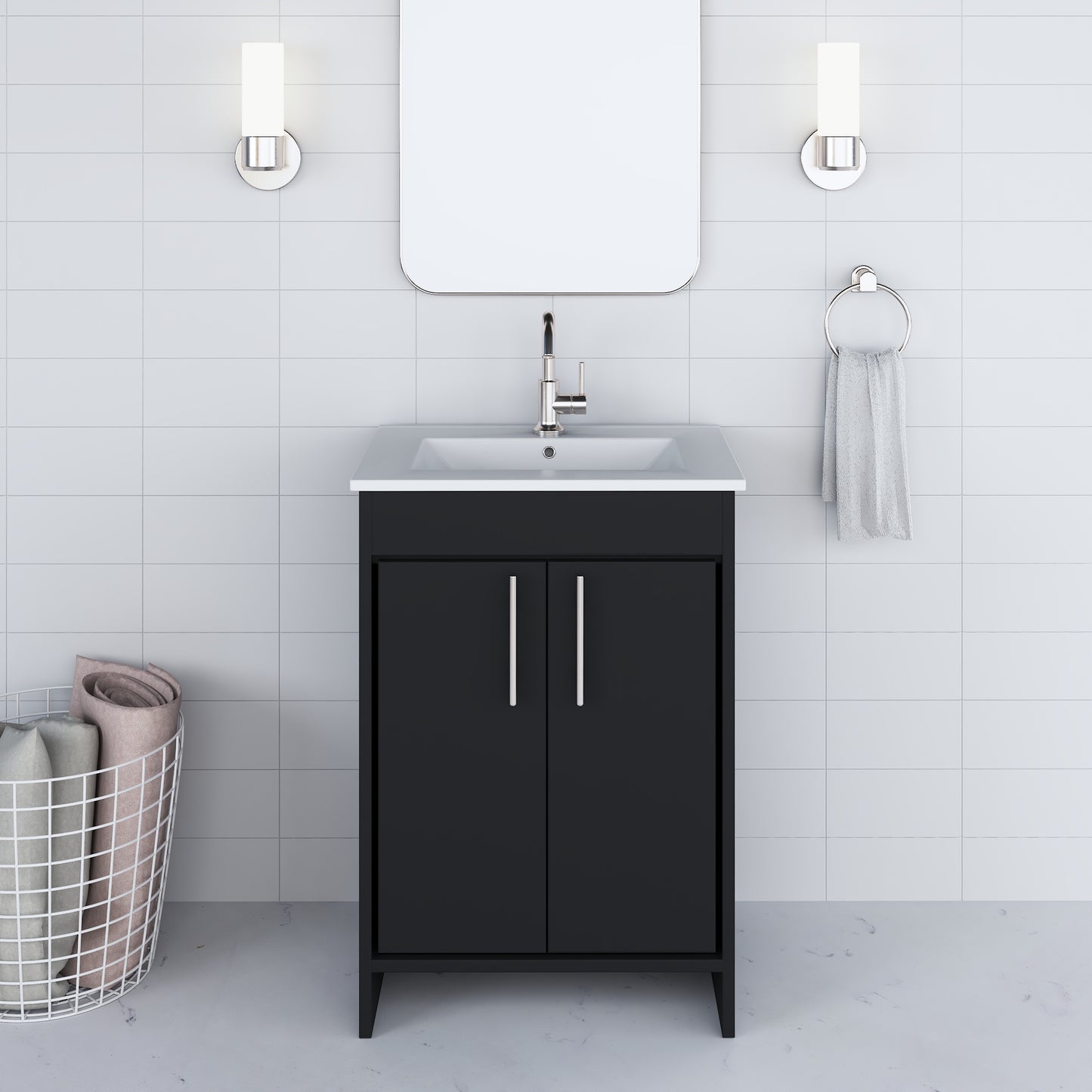 Villa 24" Bathroom Vanity with Ceramic integrated counter top