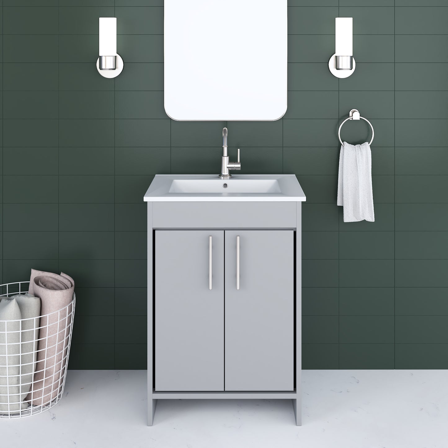 Villa 24" Bathroom Vanity with Ceramic integrated counter top