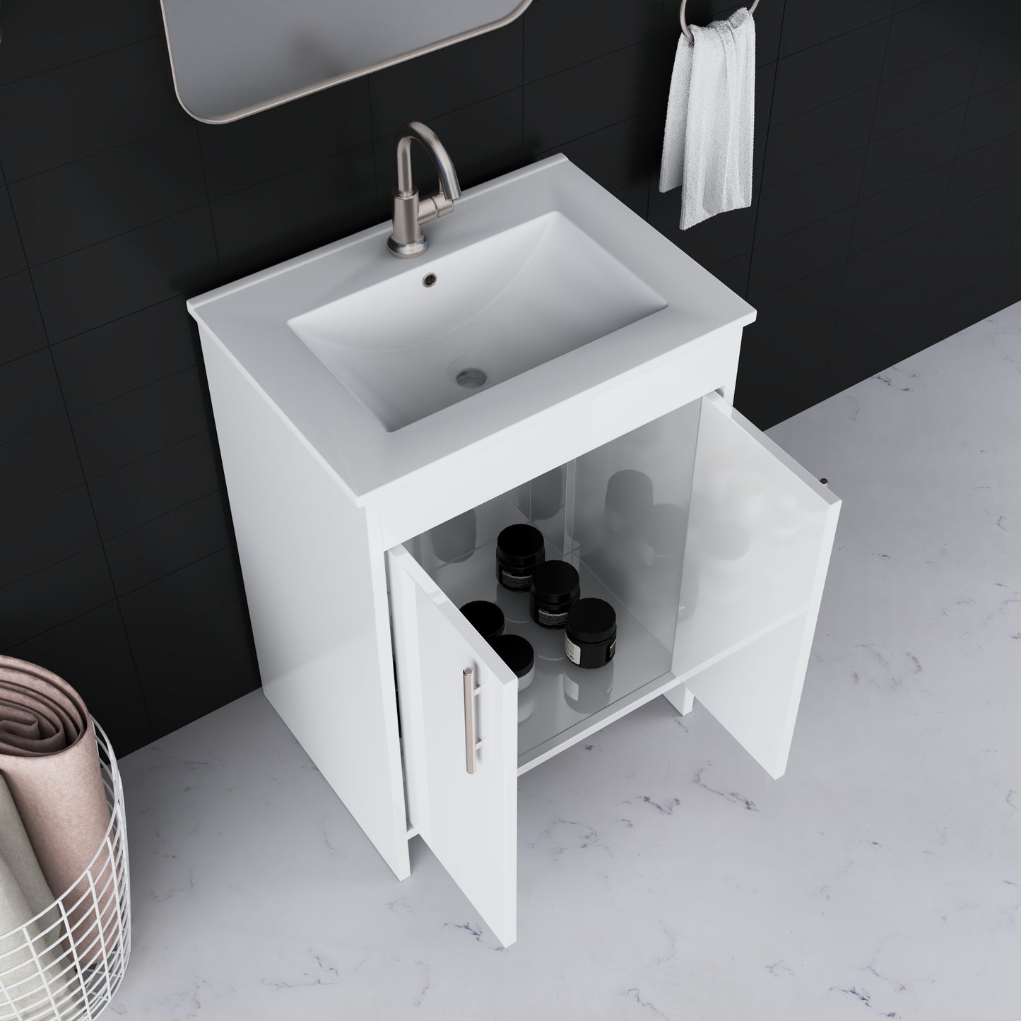 Villa 24" Bathroom Vanity with Ceramic integrated counter top