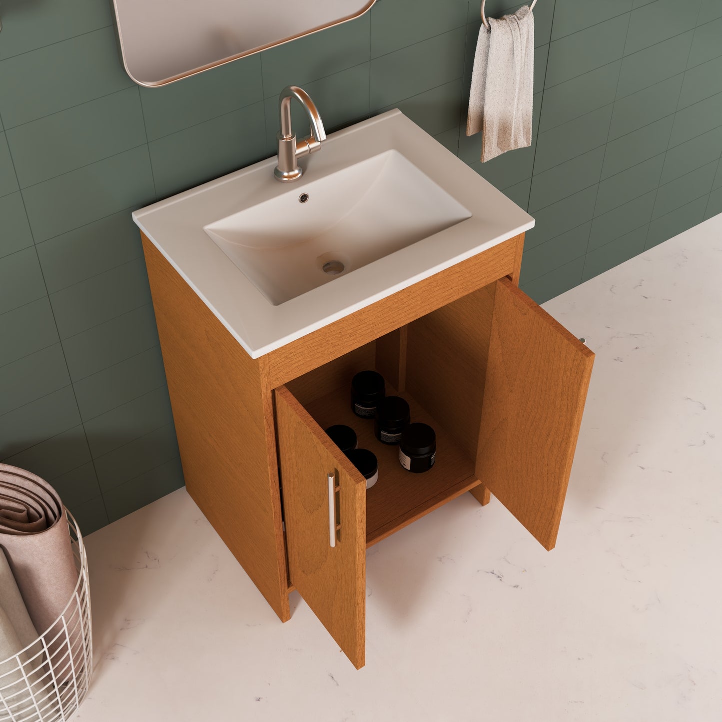 Villa 24" Bathroom Vanity with Ceramic integrated counter top