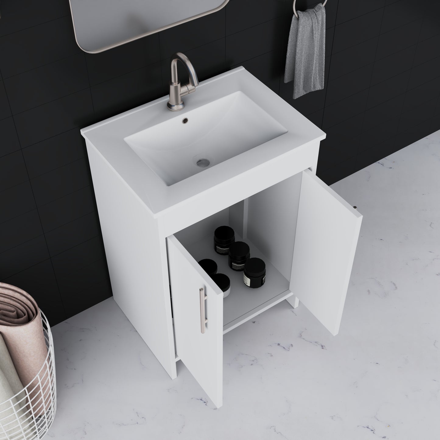 Villa 24" Bathroom Vanity with Ceramic integrated counter top