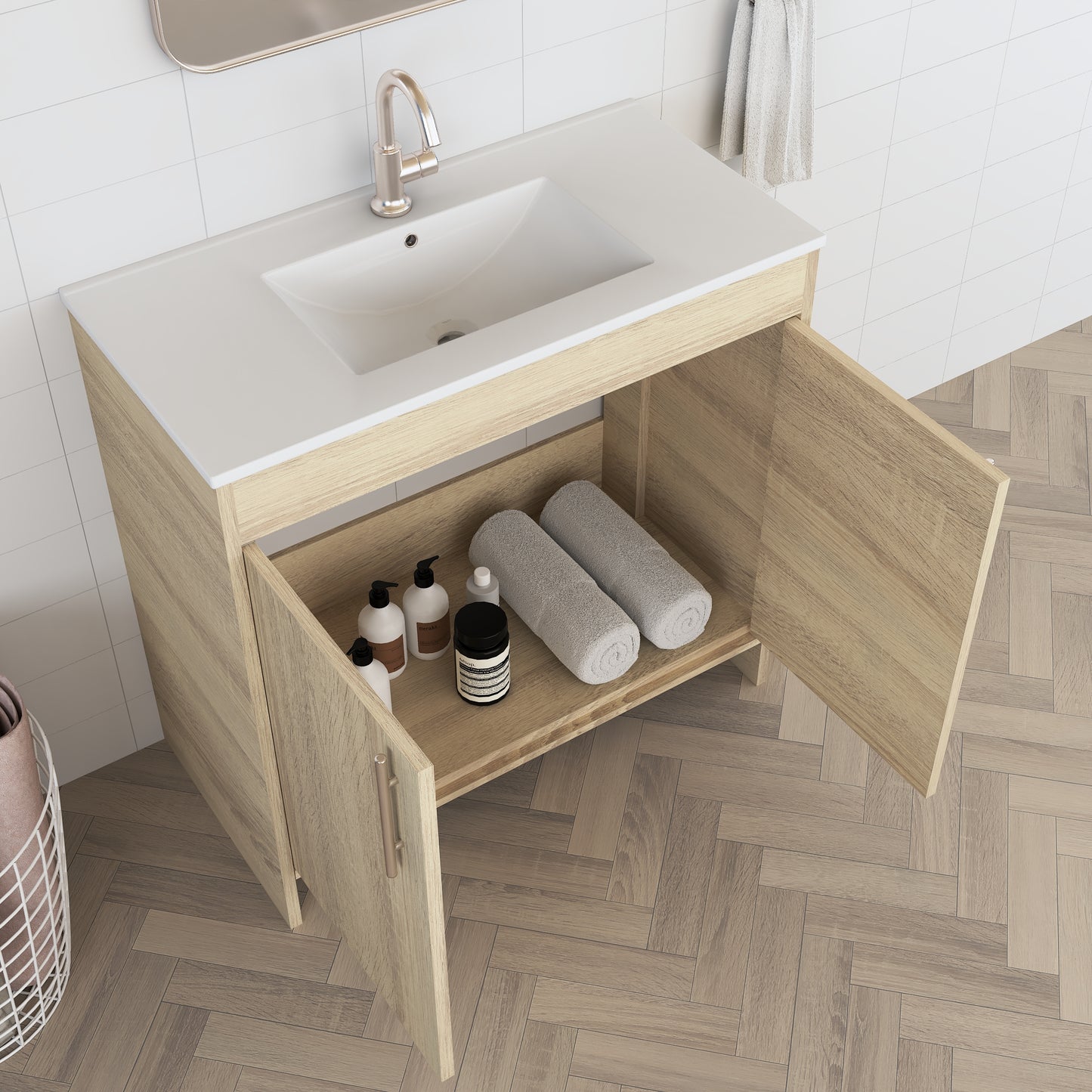 Villa 36" Bathroom Vanity with Ceramic integrated counter top
