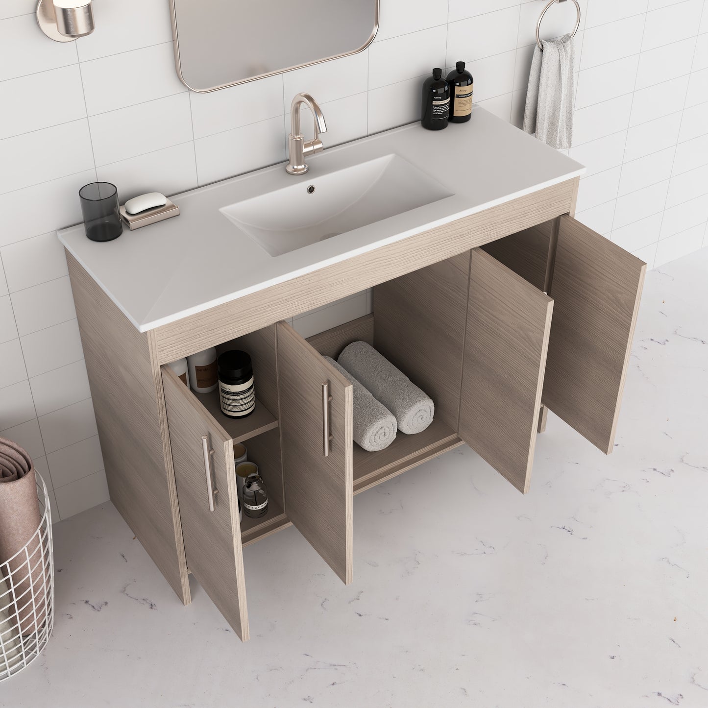 Villa 48" Bathroom Vanity with Ceramic integrated counter top