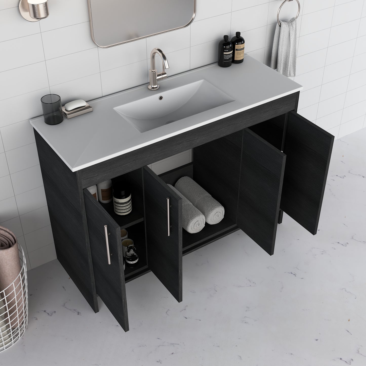 Villa 48" Bathroom Vanity with Ceramic integrated counter top