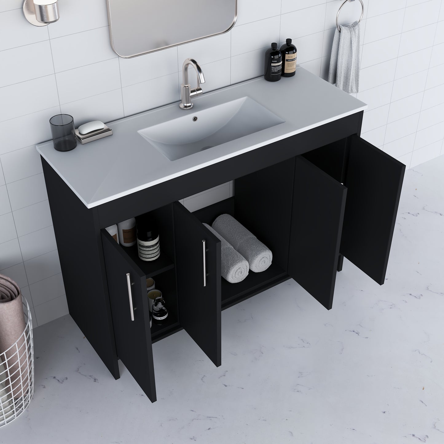 Villa 48" Bathroom Vanity with Ceramic integrated counter top