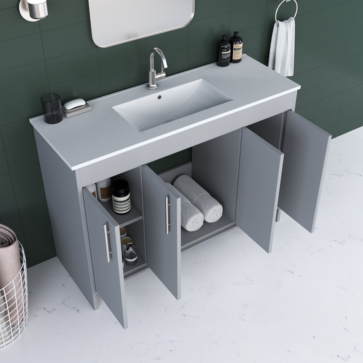 Villa 48" Bathroom Vanity with Ceramic integrated counter top