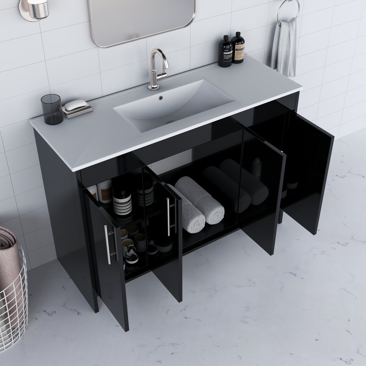 Villa 48" Bathroom Vanity with Ceramic integrated counter top