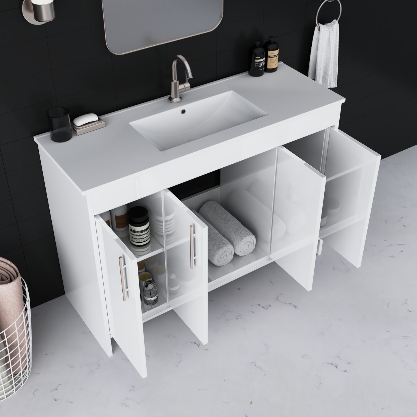 Villa 48" Bathroom Vanity with Ceramic integrated counter top