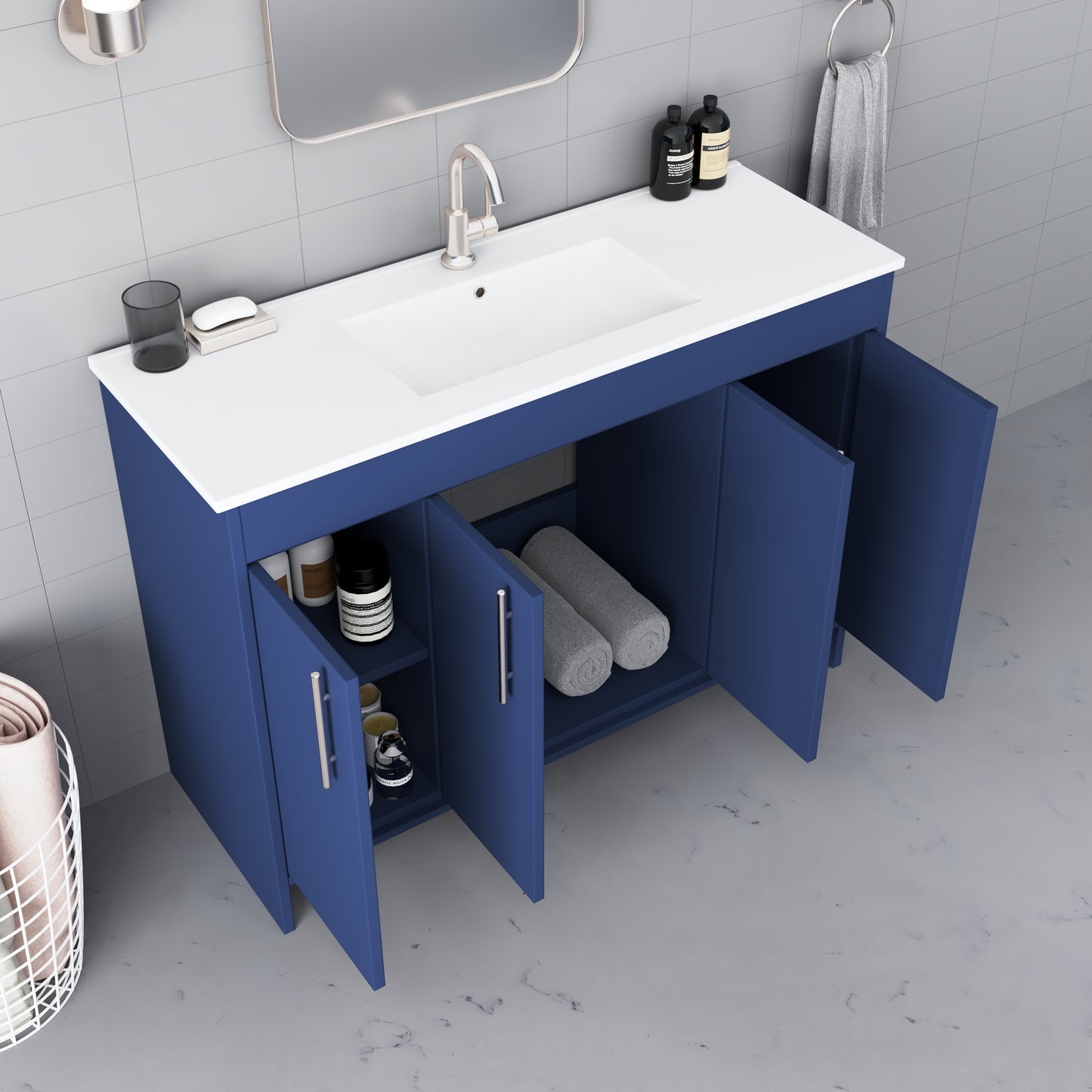 Villa 48" Bathroom Vanity with Ceramic integrated counter top