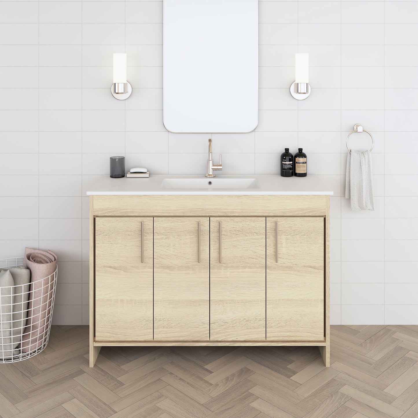 Villa 48" Bathroom Vanity with Ceramic integrated counter top