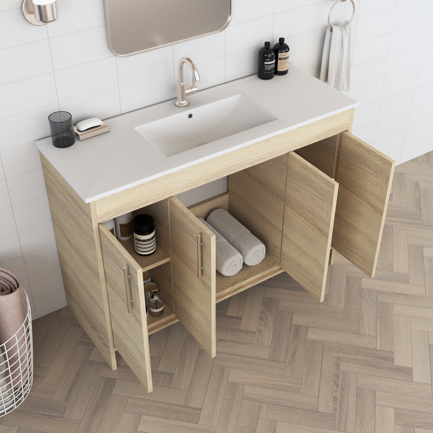 Villa 48" Bathroom Vanity with Ceramic integrated counter top