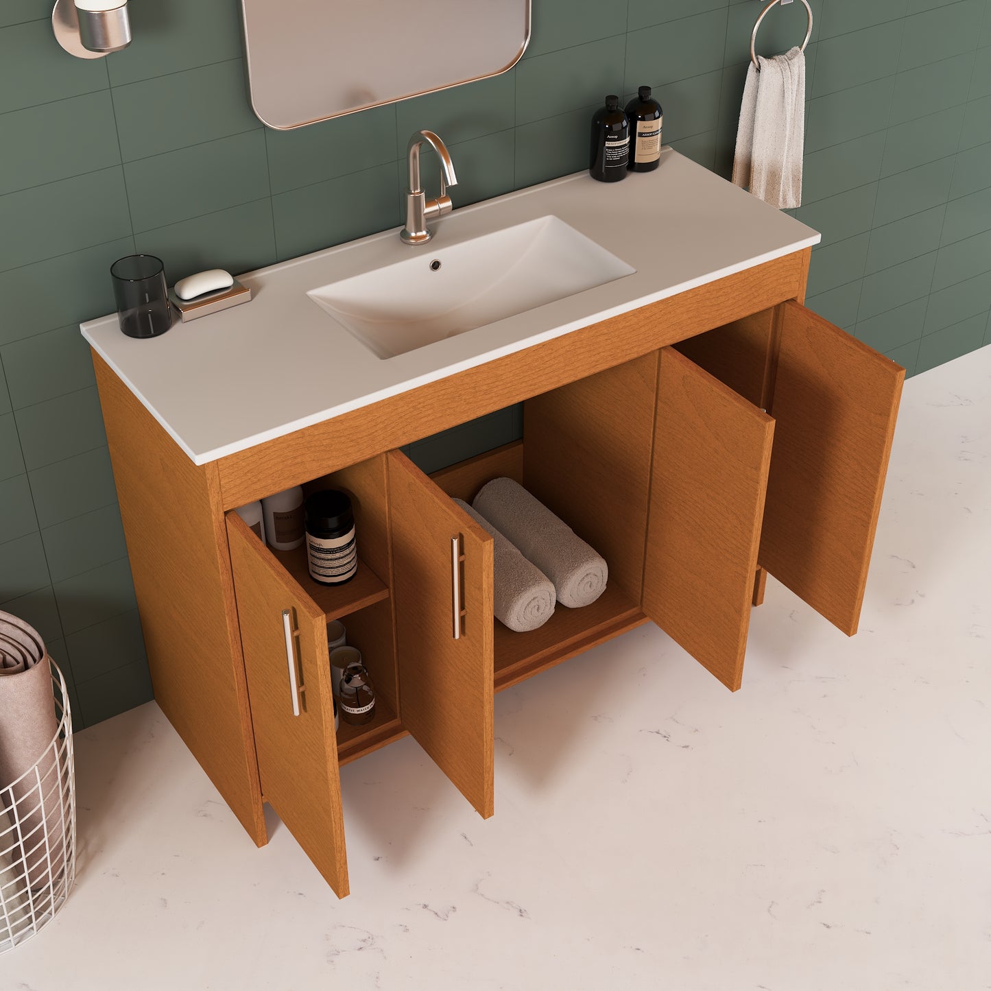 Villa 48" Bathroom Vanity with Ceramic integrated counter top