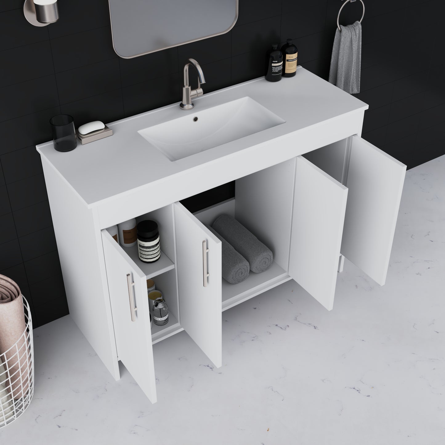 Villa 48" Bathroom Vanity with Ceramic integrated counter top