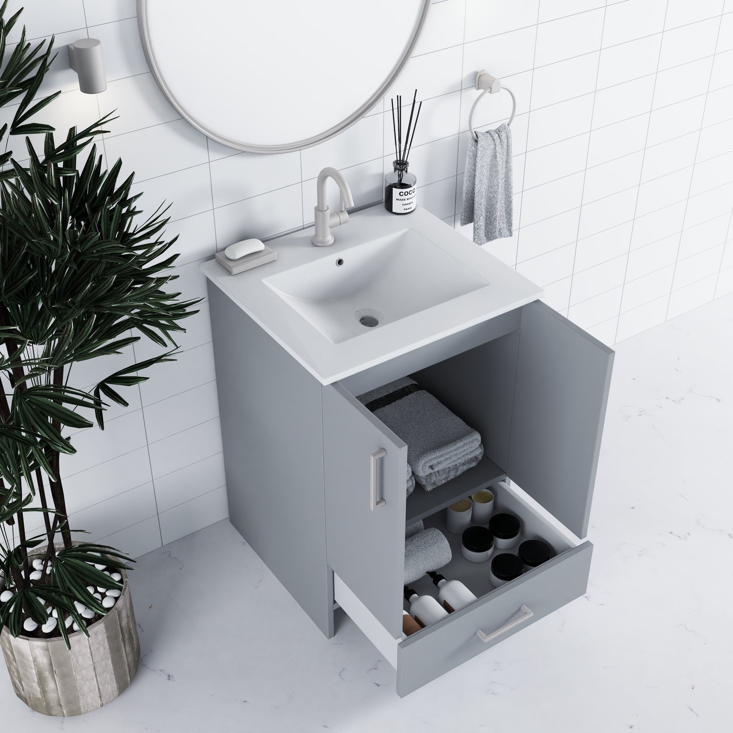 Zuma 24" Bathroom Vanity with integrated counter top