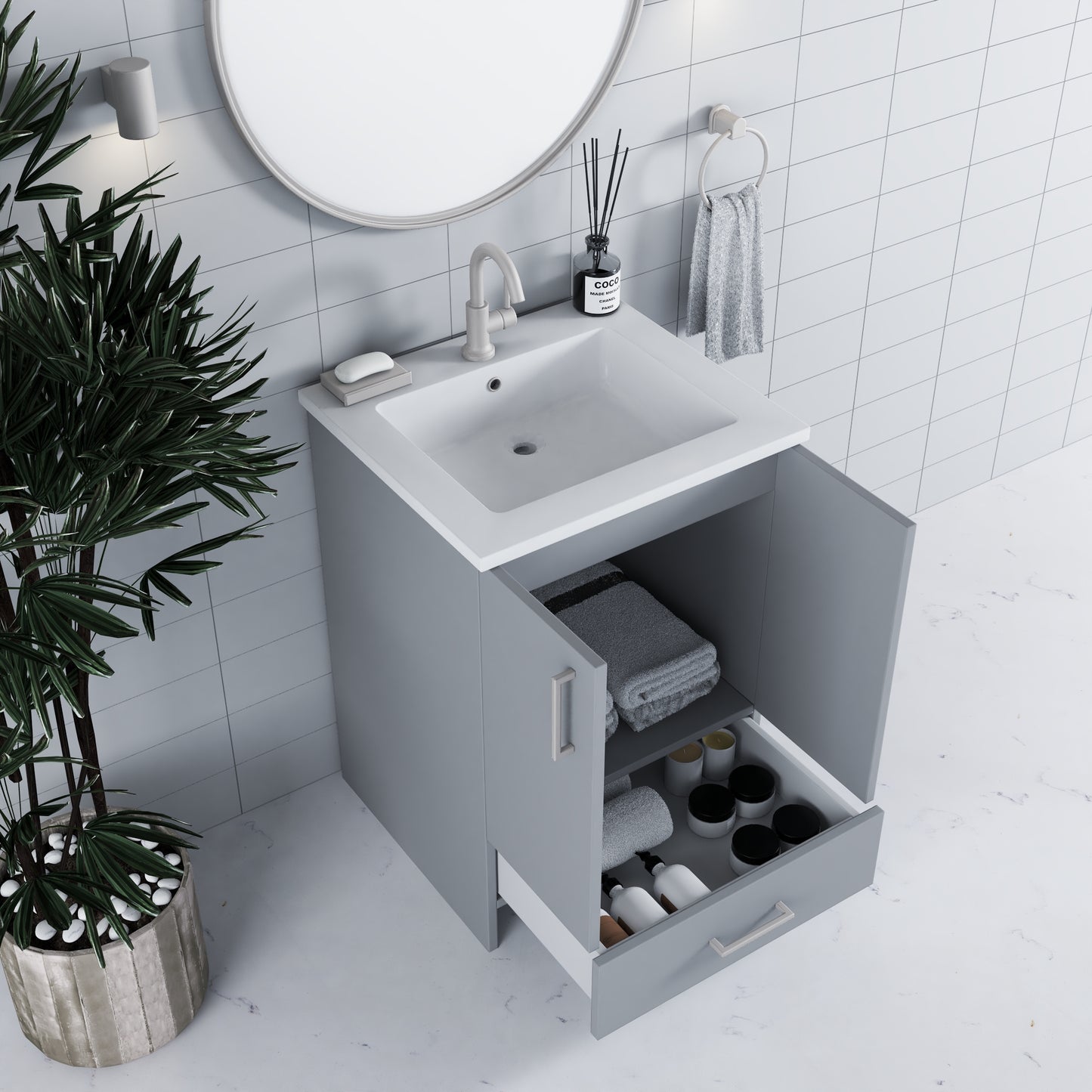 Zuma 24" Bathroom Vanity with integrated counter top