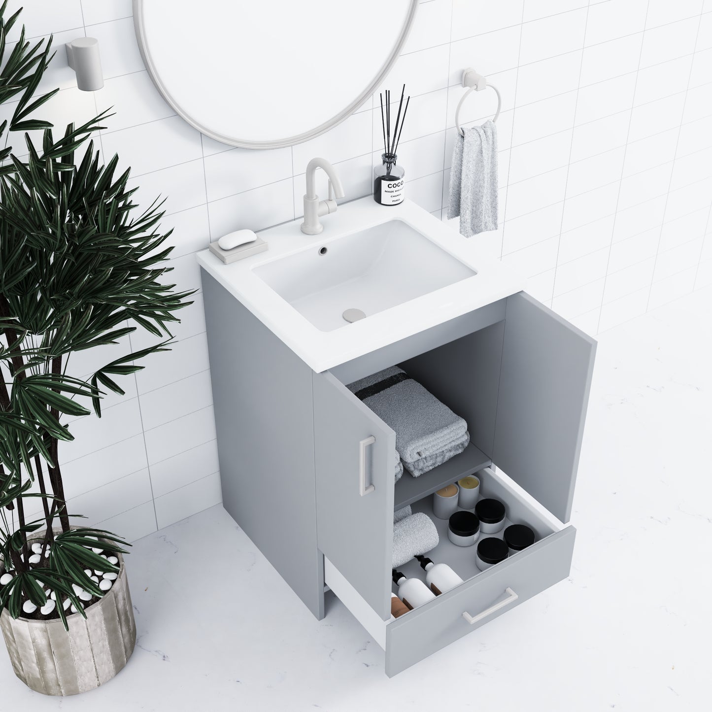 Zuma 24" Bathroom Vanity with integrated counter top