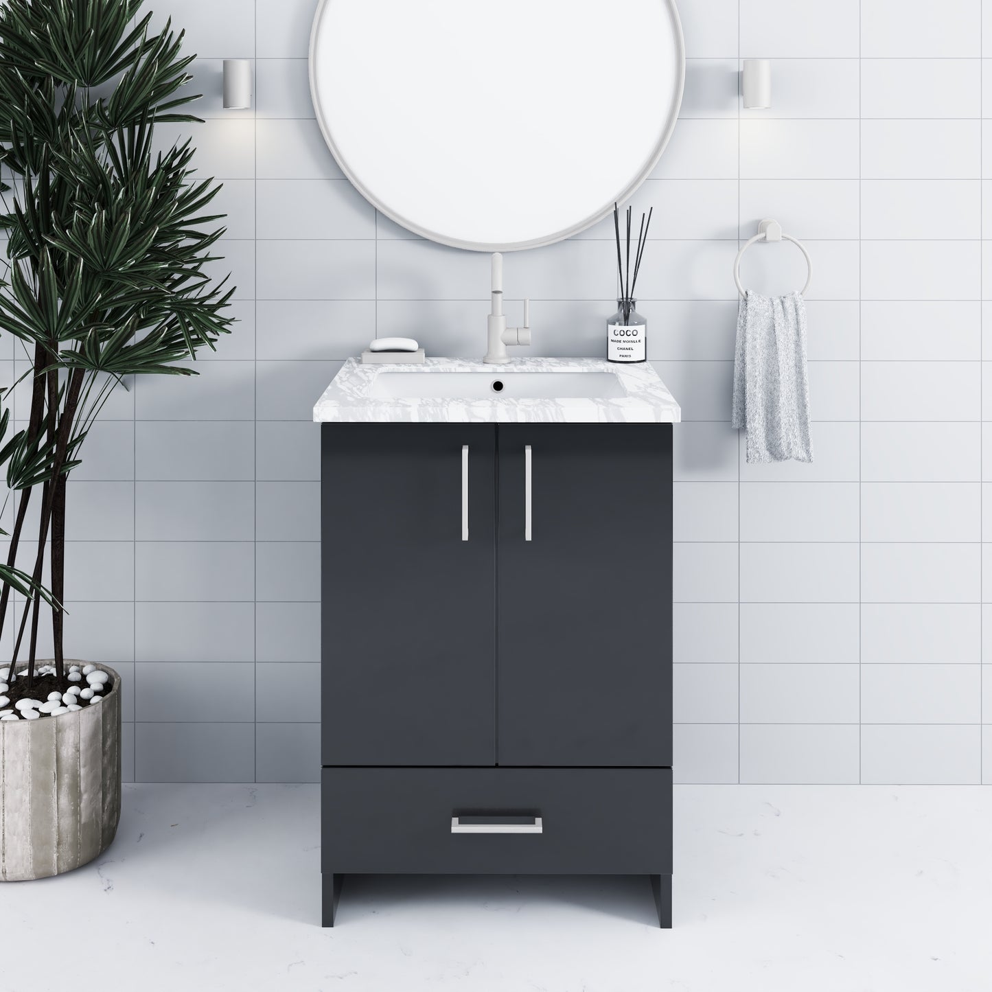 Zuma 24" Bathroom Vanity with integrated counter top