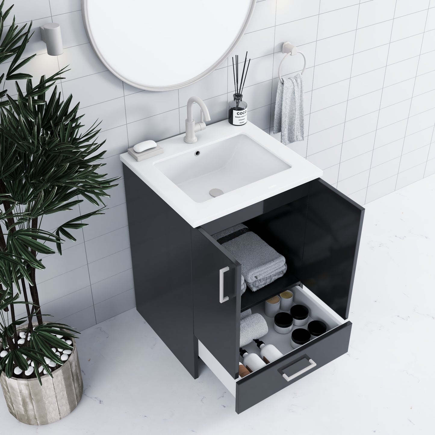 Zuma 24" Bathroom Vanity with integrated counter top