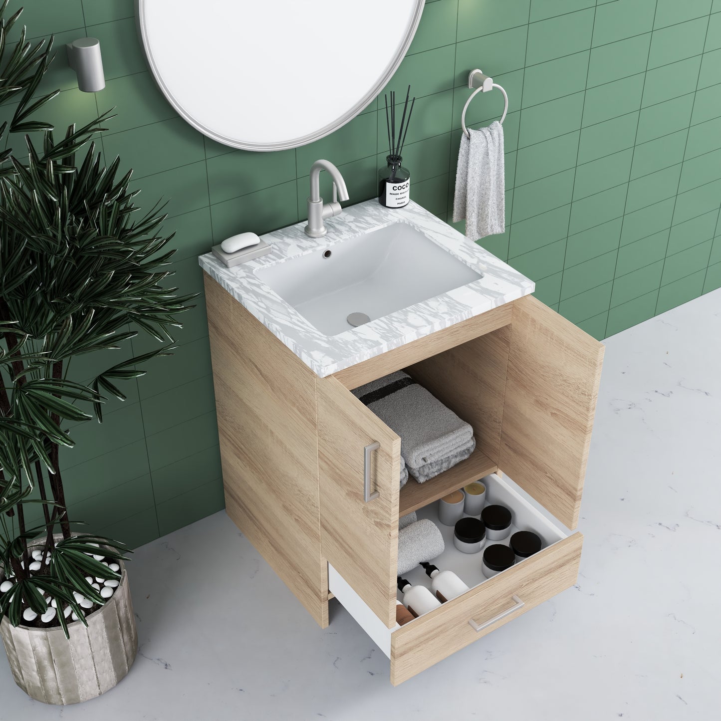 Zuma 24" Bathroom Vanity with integrated counter top