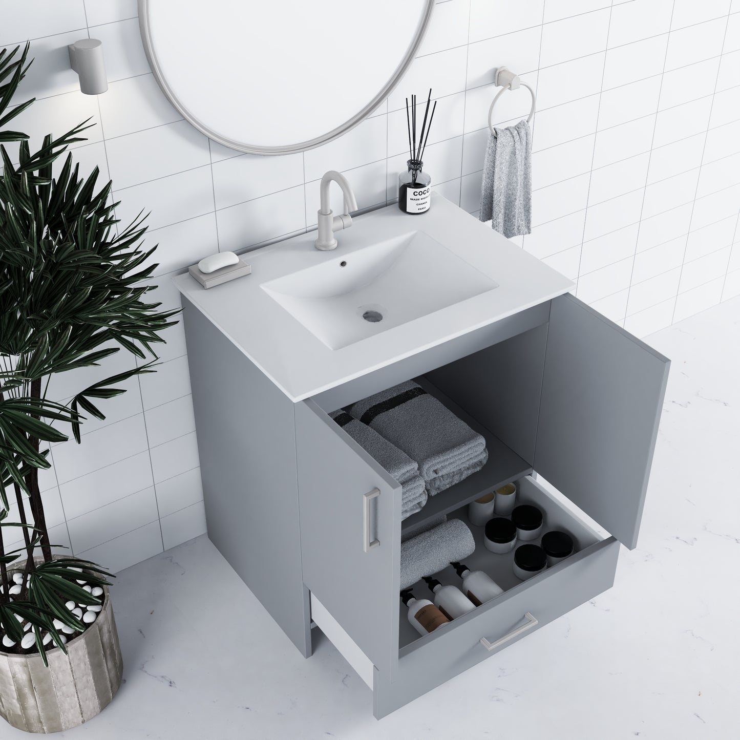 Zuma 30" Bathroom Vanity with integrated counter top