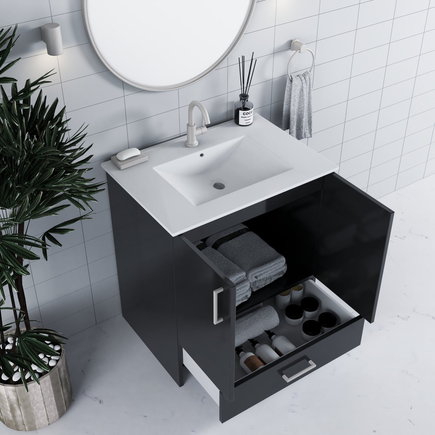 Zuma 30" Bathroom Vanity with integrated counter top