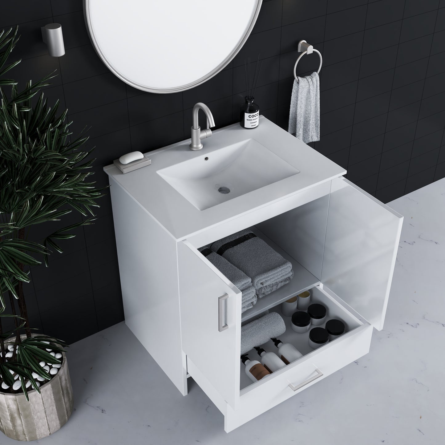 Zuma 30" Bathroom Vanity with integrated counter top