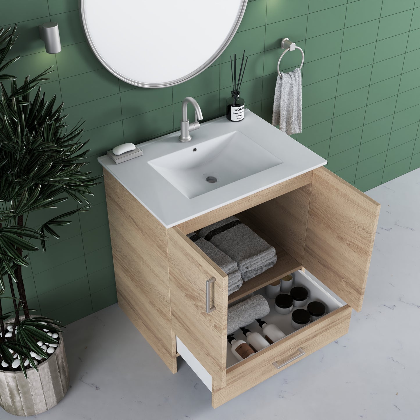 Zuma 30" Bathroom Vanity with integrated counter top