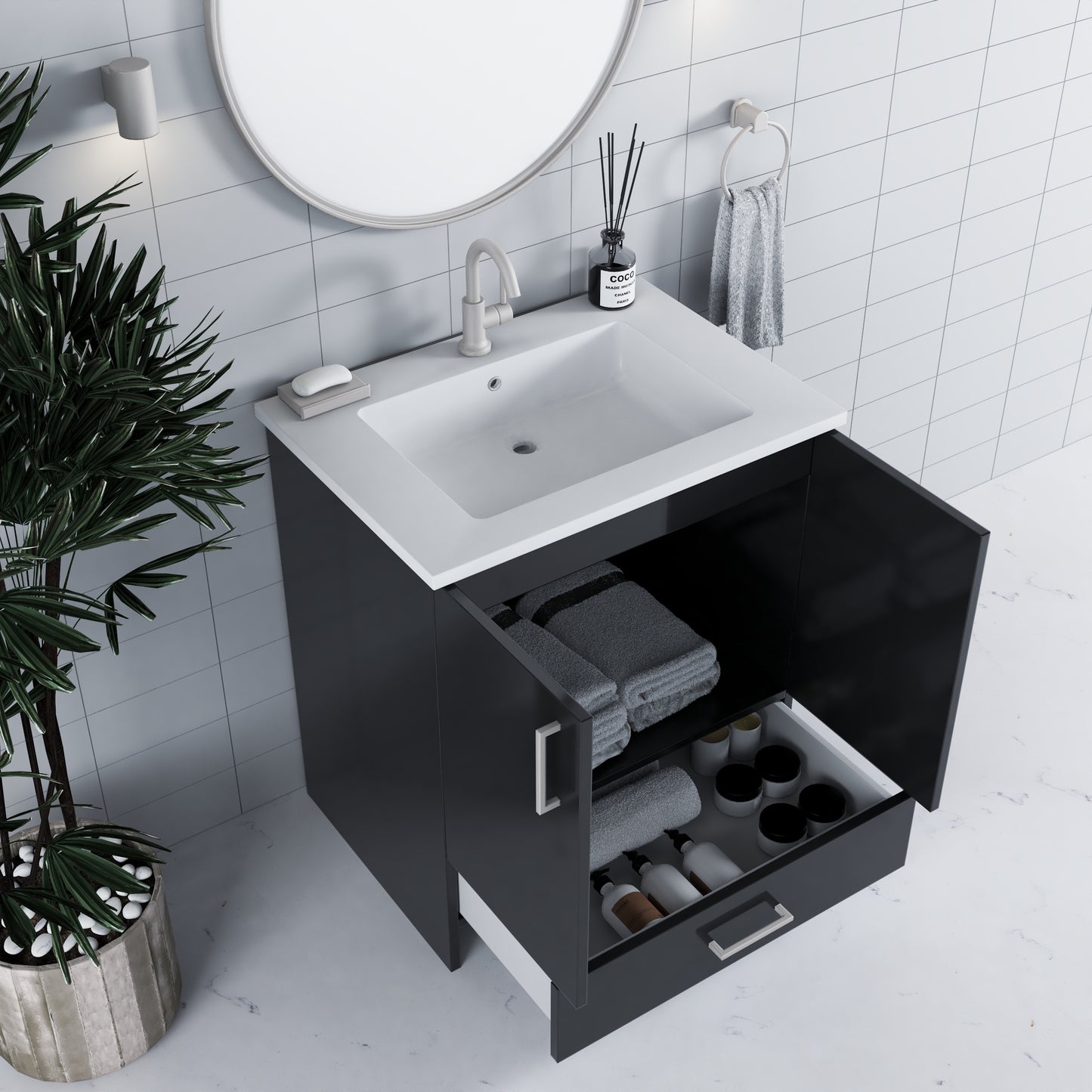 Zuma 30" Bathroom Vanity with integrated counter top