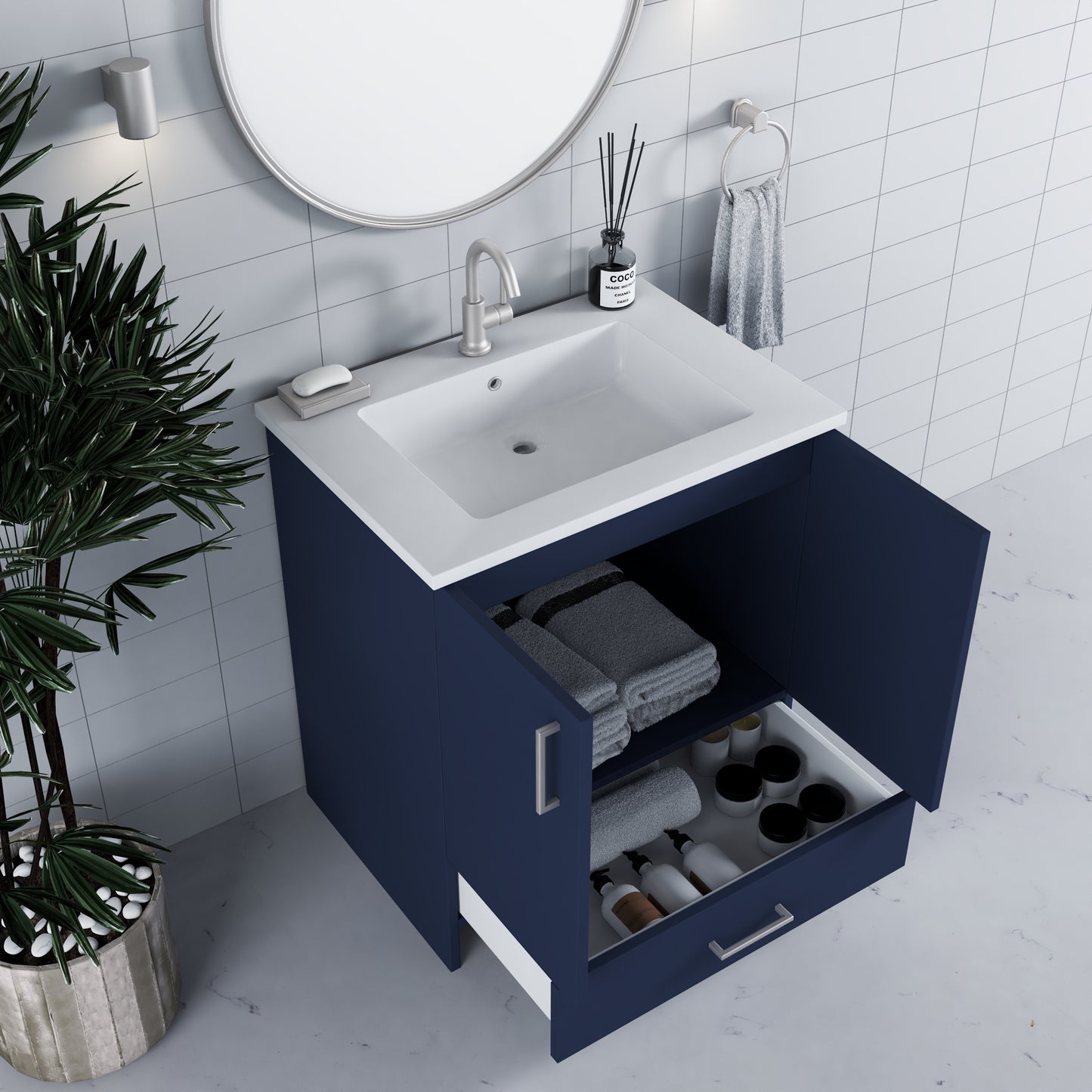 Zuma 30" Bathroom Vanity with integrated counter top