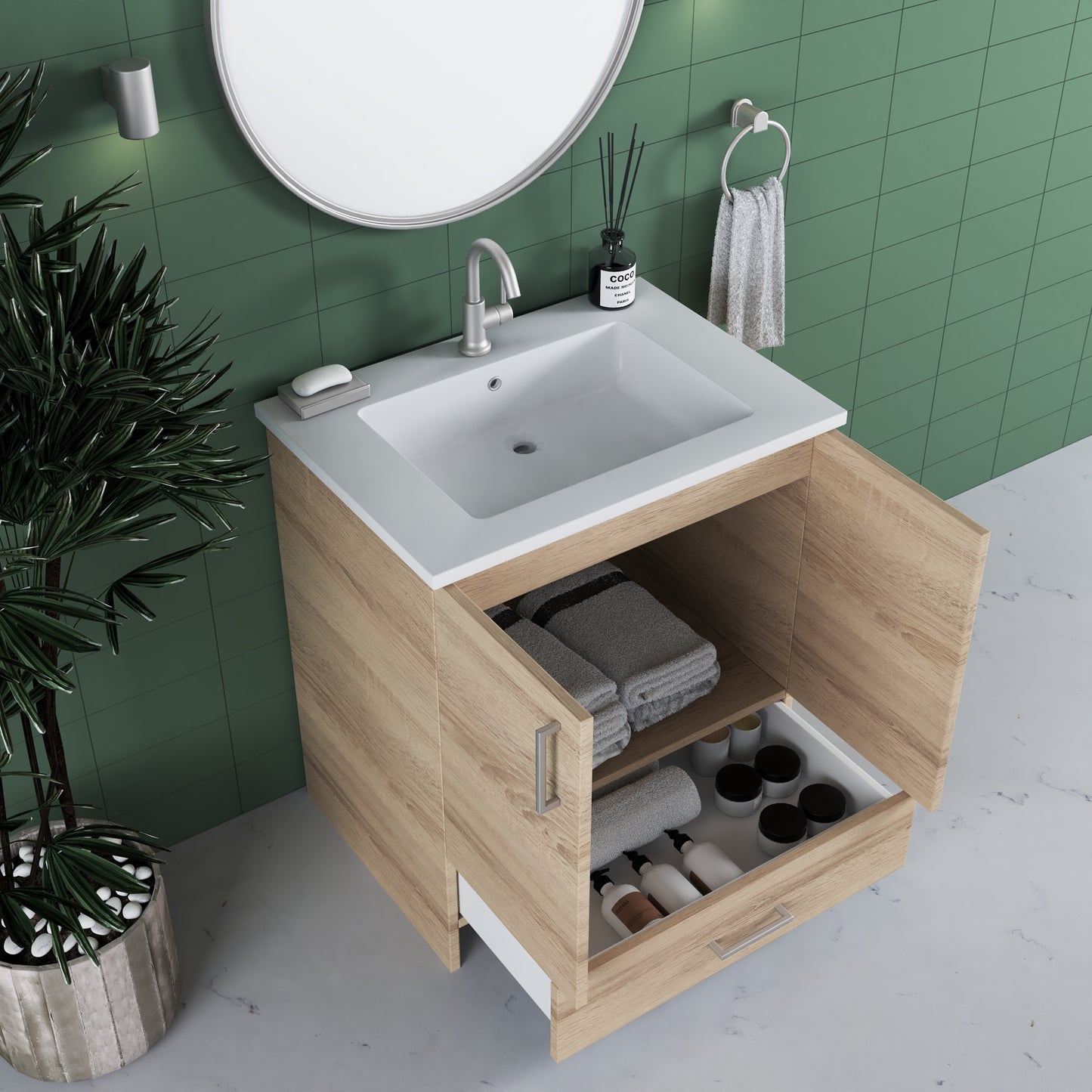 Zuma 30" Bathroom Vanity with integrated counter top