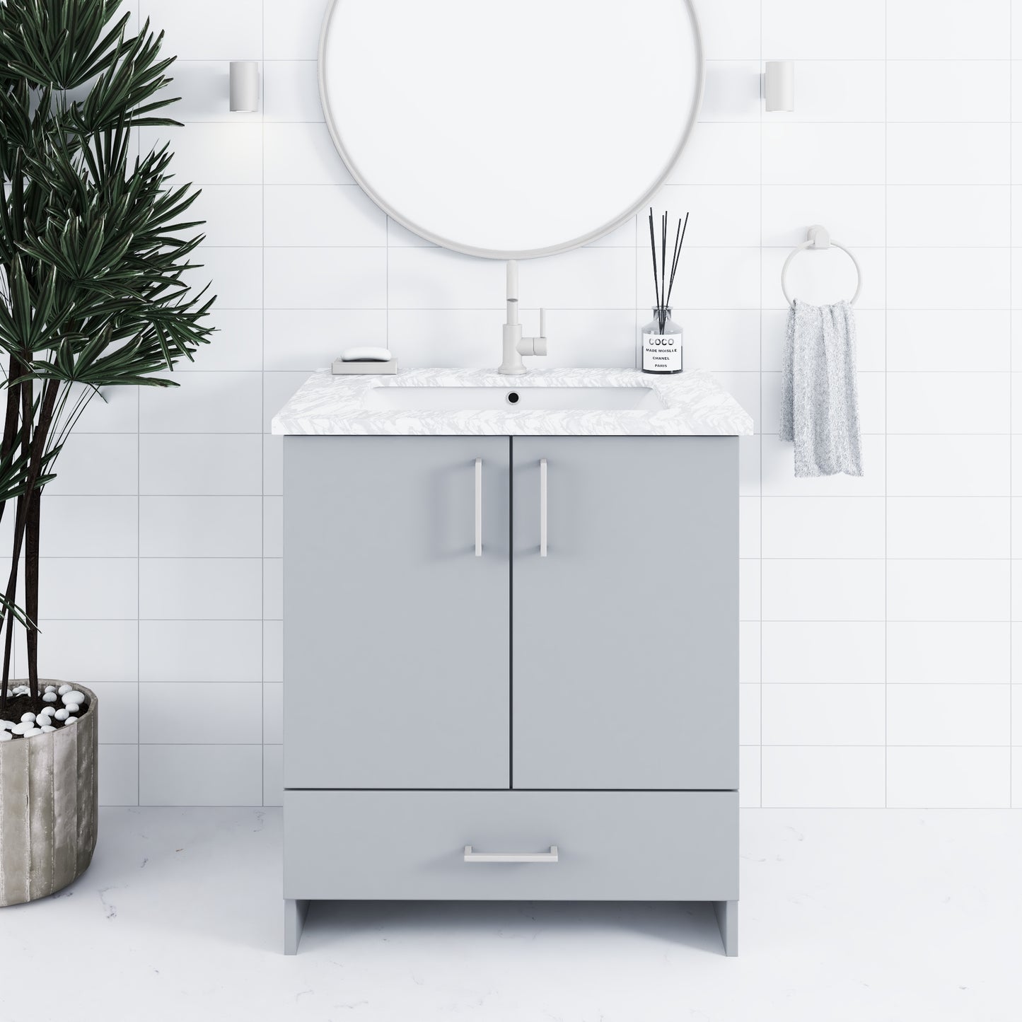 Zuma 30" Bathroom Vanity with integrated counter top