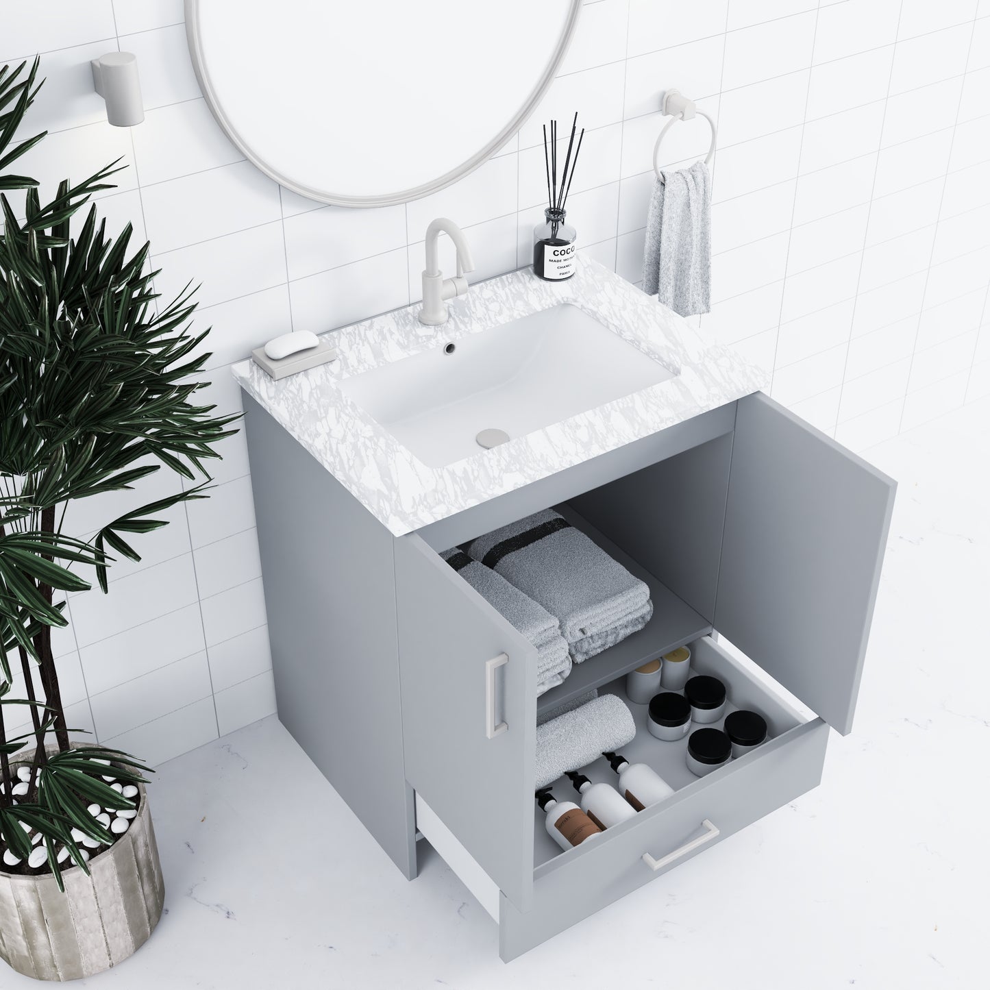 Zuma 30" Bathroom Vanity with integrated counter top