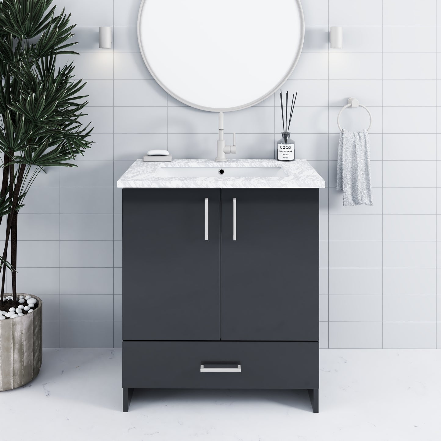 Zuma 30" Bathroom Vanity with integrated counter top