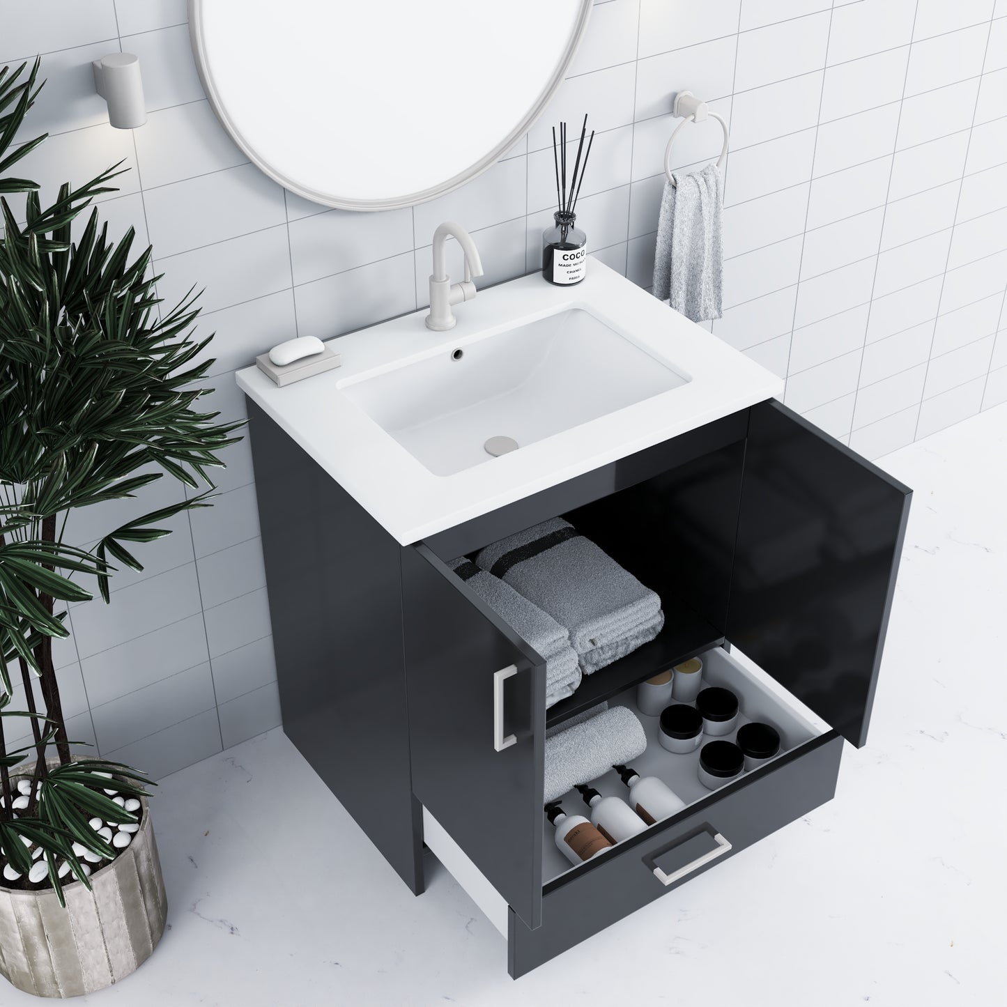 Zuma 30" Bathroom Vanity with integrated counter top