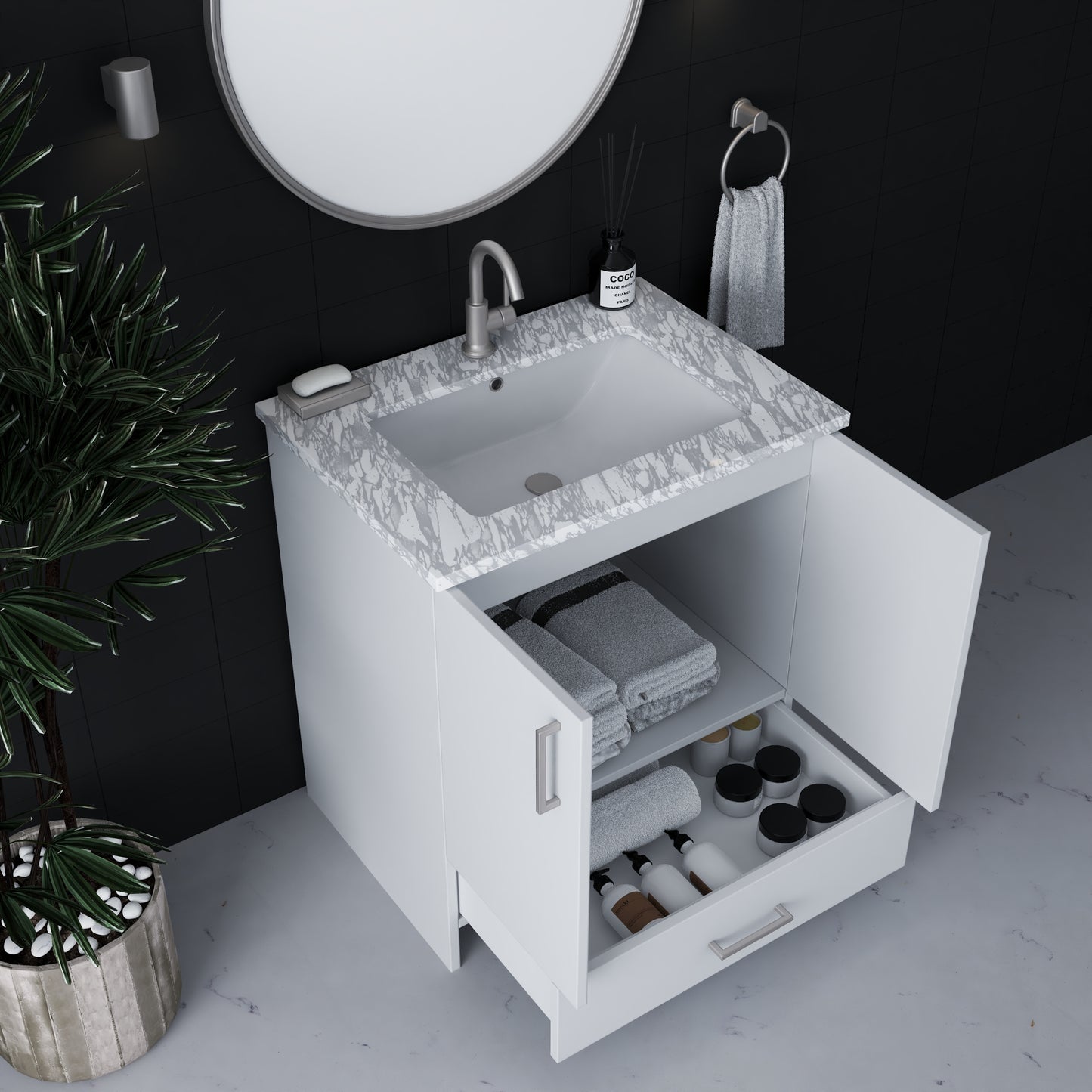 Zuma 30" Bathroom Vanity with integrated counter top