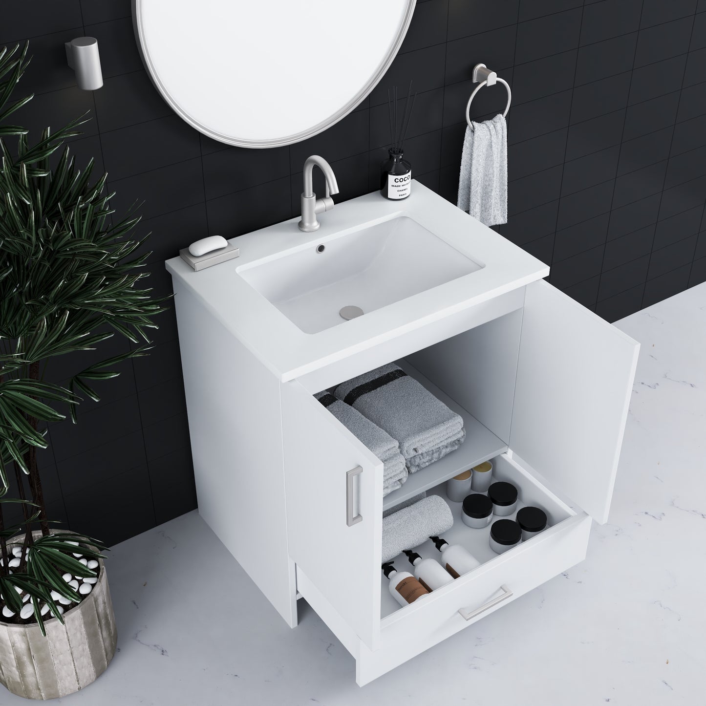 Zuma 30" Bathroom Vanity with integrated counter top