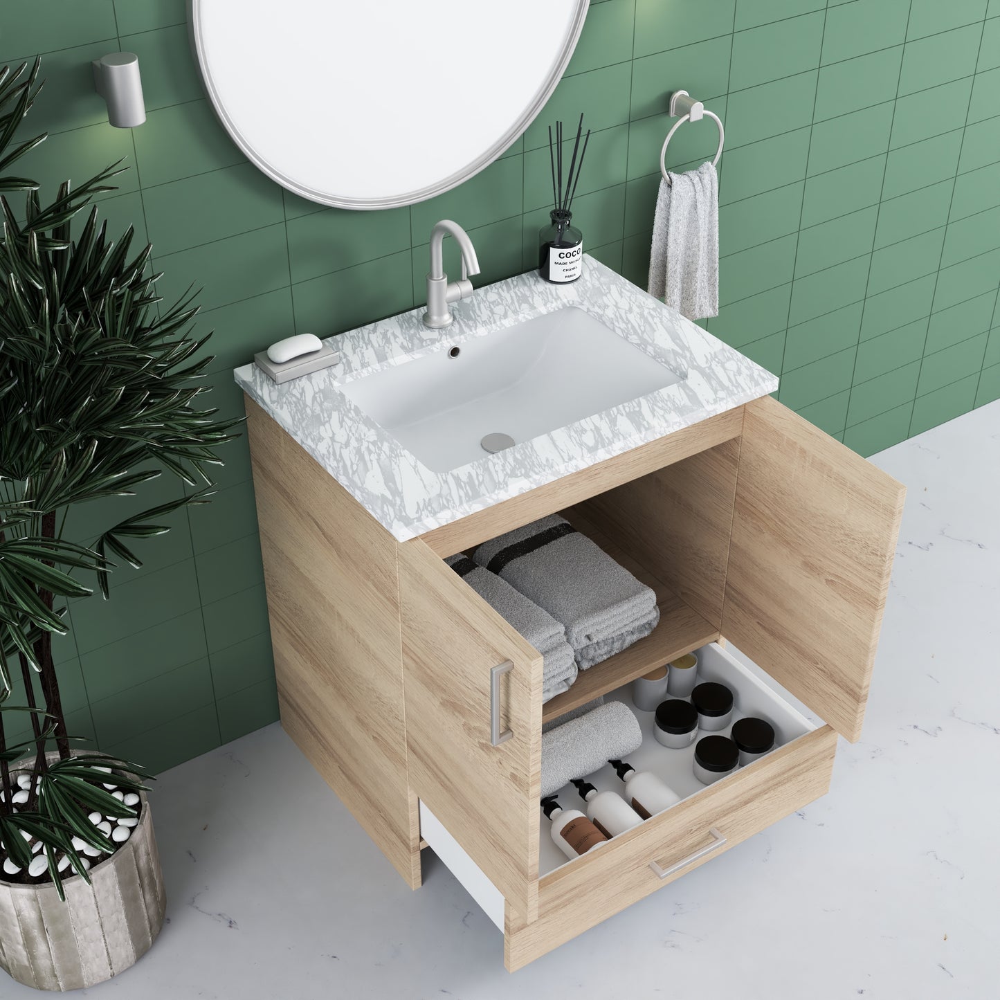 Zuma 30" Bathroom Vanity with integrated counter top