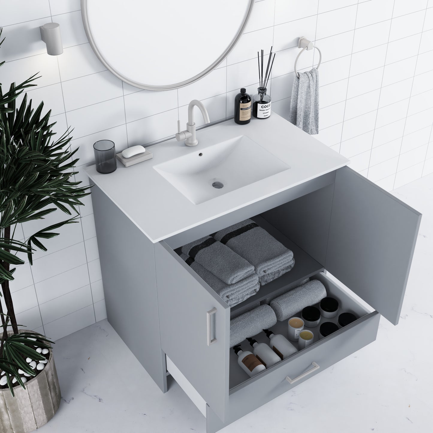 Zuma 36" Bathroom Vanity with integrated counter top