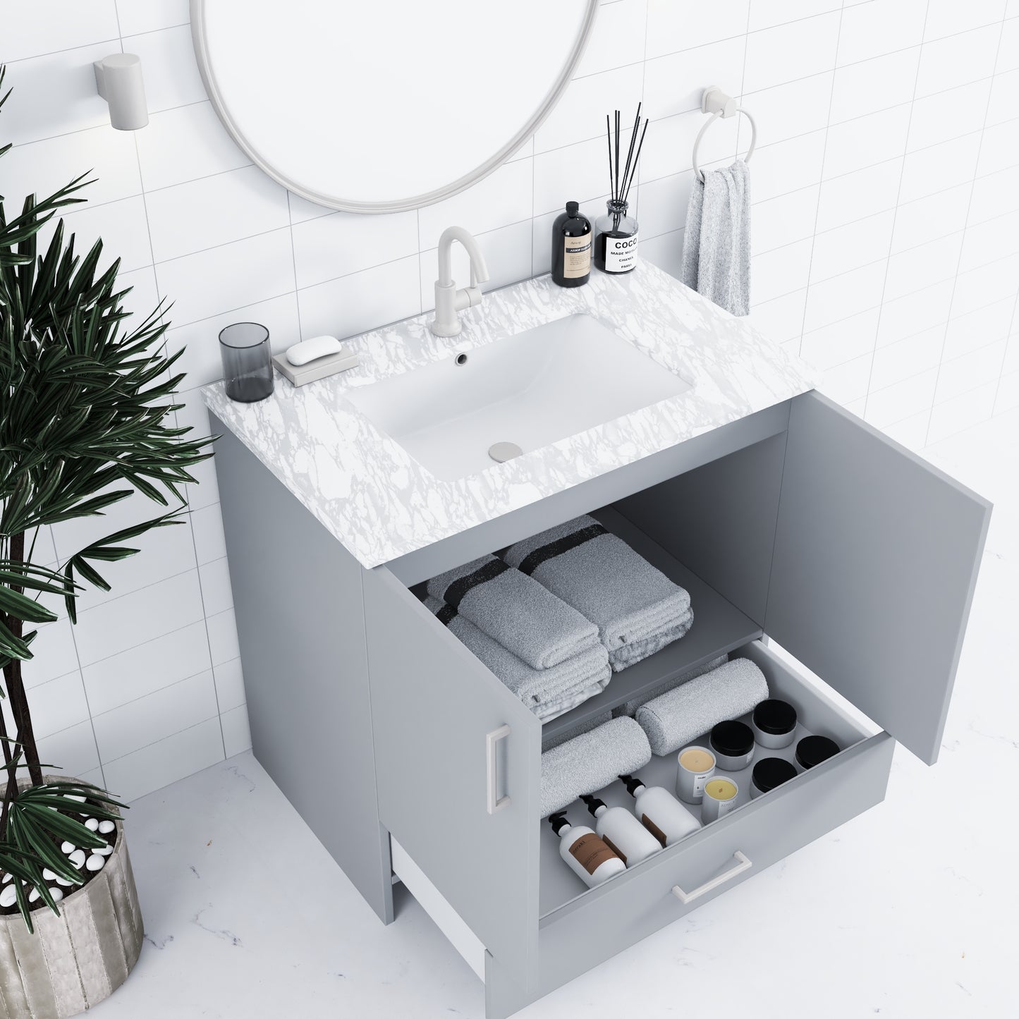 Zuma 36" Bathroom Vanity with integrated counter top