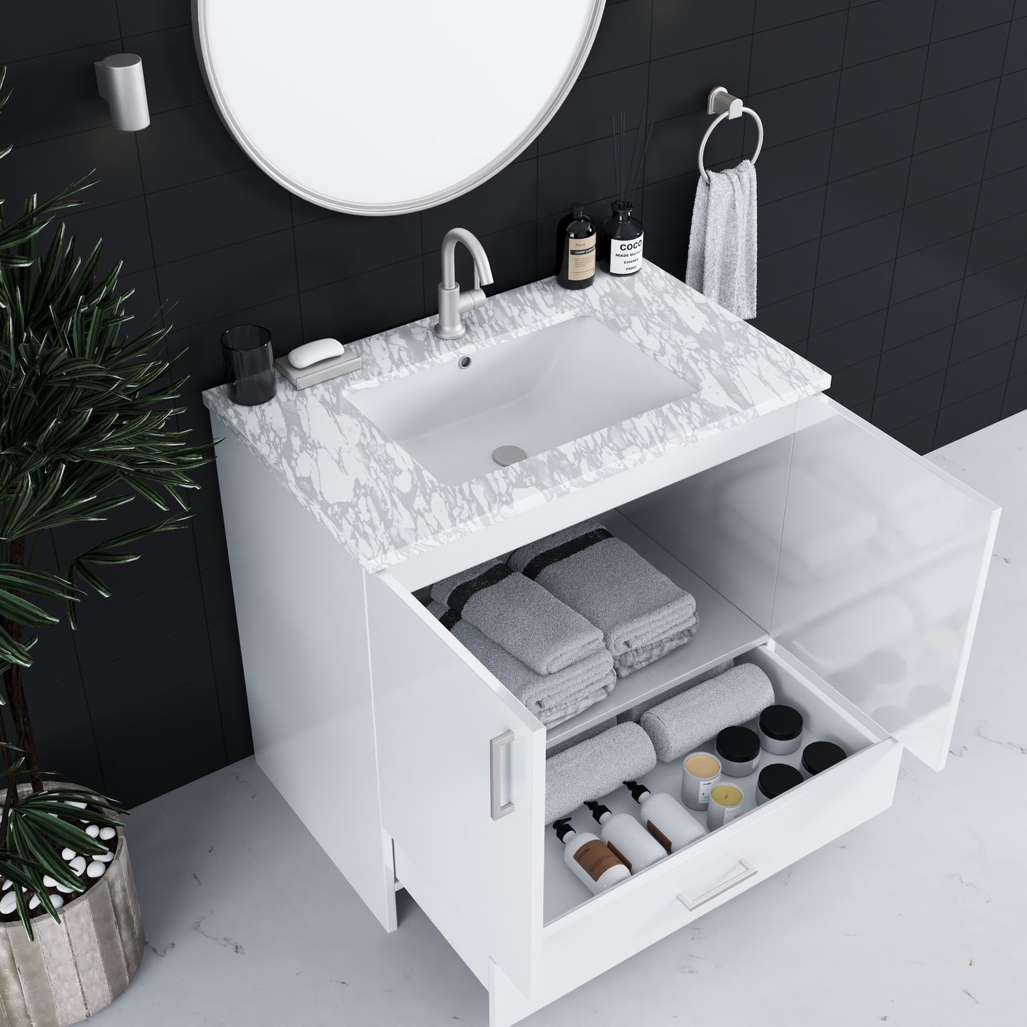 Zuma 30" Bathroom Vanity with integrated counter top