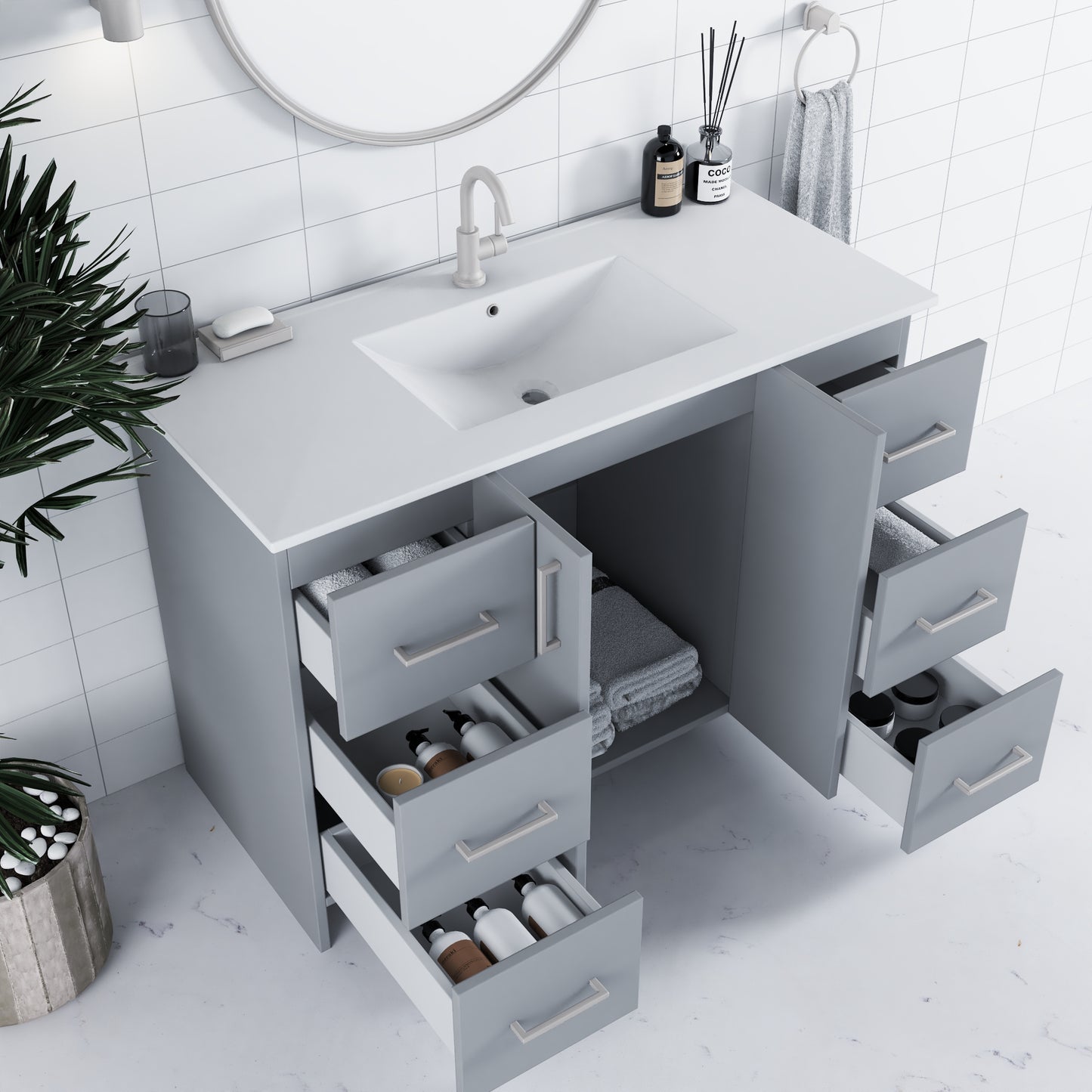 Zuma 48" Bathroom Vanity with integrated counter top