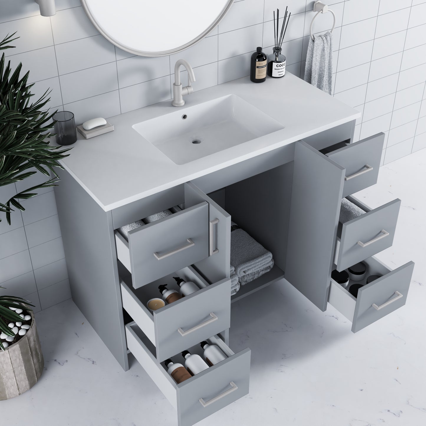 Zuma 48" Bathroom Vanity with integrated counter top