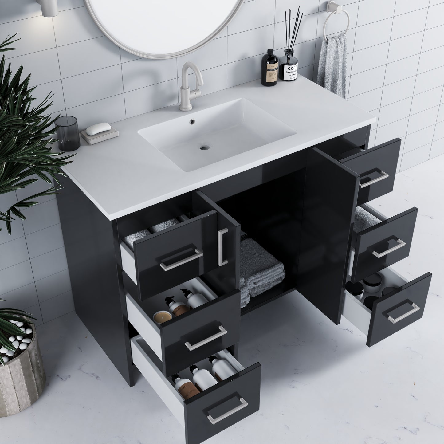 Zuma 48" Bathroom Vanity with integrated counter top